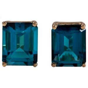 7.45 Ct London Blue Topaz 14KY Gold Stud Earring
